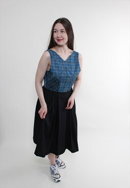 Vintage 90s Bavarian dress, midi plaid dress, ethnic dress