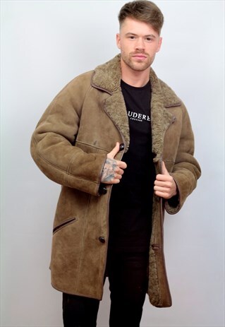 1970'S VINTAGE LONG LENGTH SHEEPSKIN SHEARLING COAT