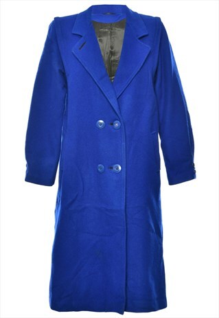 BEYOND RETRO VINTAGE DOUBLE BREASTED BRIGHT BLUE WOOL COAT -