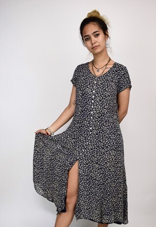 VINTAGE 90'S FLOWER BUTTON DOWN MAXI DRESS