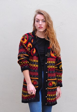 VINTAGE OVERSIZE MULTI COLOURED ABSTRACT PATTERN JUMPER
