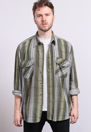 VINTAGE CORDUROY CORD STRIPED SHIRT