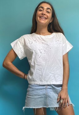 Vintage white embroidered Smock Top