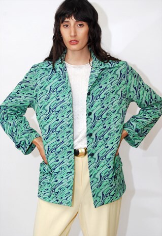 70S DISCO SHIRT (L) VINTAGE FUNKY 3D PRINT TOP JACKET MOD