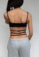 OPEN BACK HEART DETAIL CAMI IN BLACK