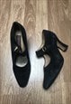 Vintage Black Suede High Heeled Shoes