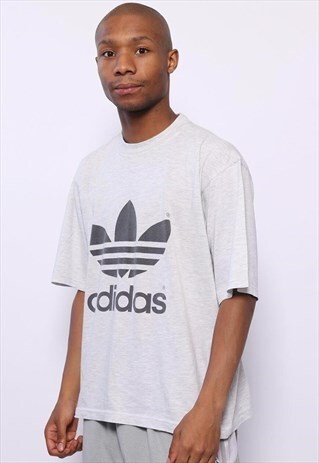 VINTAGE ADIDAS BIG LOGO T-SHIRT GREY