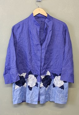 Vintage Y2K Floral Shirt Purple Button Up With Patterns 