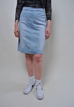 y2k denim skirt, light wash blue jeans skirt 