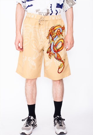 VINTAGE 90S DRAGON PRINT SWIM SHORTS ID:6269