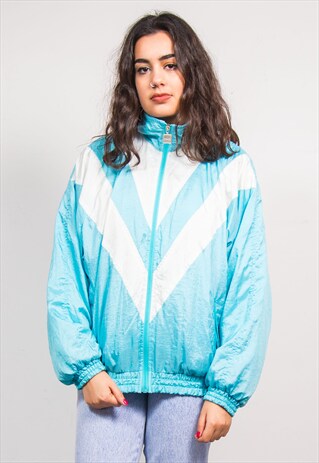 90'S VINTAGE BLUE SHELLSUIT TRACKSUIT JACKET TOP