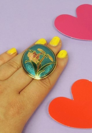 1980S FLOWER BROOCH, ENAMEL, CLOISONNE, LILY, ORCHID PIN