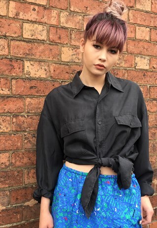 BLACK SILK VINTAGE SHIRT