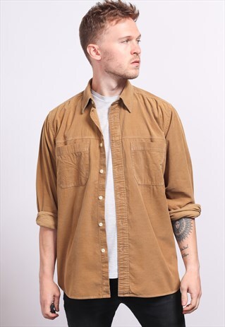 VINTAGE CORDUROY CORD SHIRT BROWN