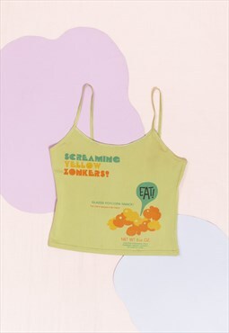 Vintage Slip Top Y2K Screaming Yellow Zonkers Popcorn Cami