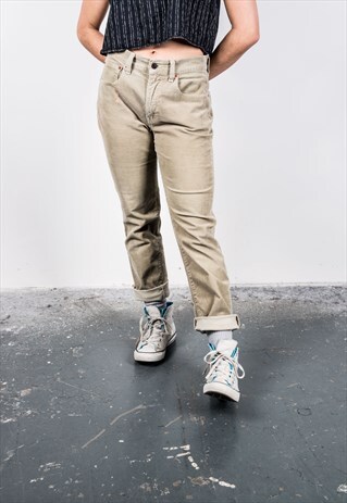 VINTAGE BEIGE CORDUROY LEVI'S 595 MOM JEANS