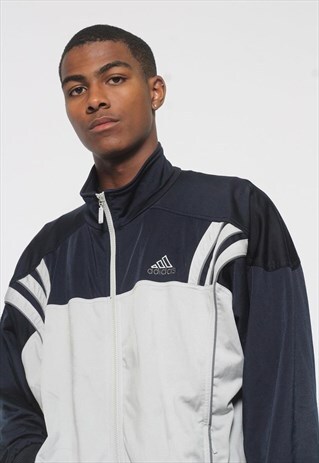 VINTAGE ADIDAS LOGO TRACK JACKET BLUE GREY