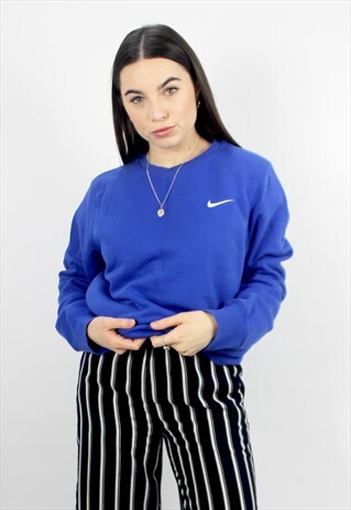 90'S RETRO BLUE SWEATSHIRT WITH SMALL WHITE LOGO