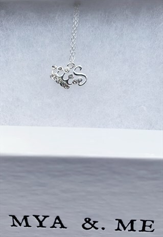 S CROWN INITIAL ANKLET 925 STERLING SILVER