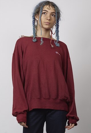 VINTAGE 80'S CHAMPION OVERSIZED DARK RED SWEATER
