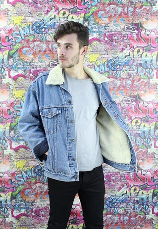 LEVI'S 80S SHERPA FLEECE LINED VINTAGE DENIM JACKET.