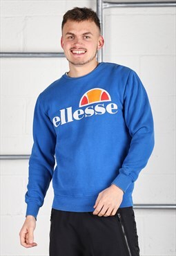 Vintage Ellesse Sweatshirt in Blue Pullover Jumper XS