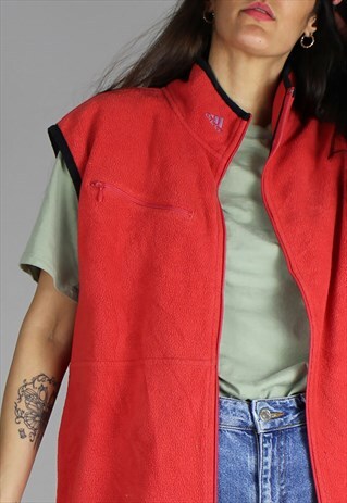 VINTAGE ADIDAS FLEECE GILET JACKET W LOGO COLLAR