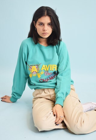 90'S RETRO ATHLEISURE SPORTS SLOGAN SWEATSHIRT JUMPER