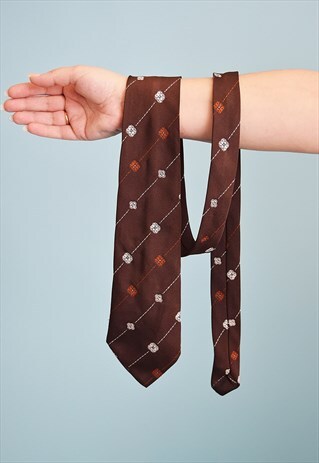 VINTAGE 70'S RETRO TAPESTRY WOVEN MOD PATTERN TIE