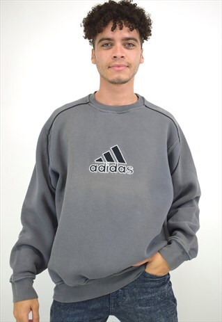 VINTAGE 90S ADIDAS GREY LOGO SWEATER