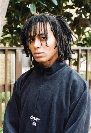 FLEECE IN BLACK WITH DREAM BUT DO NOT SLEEP EMBROIDERY