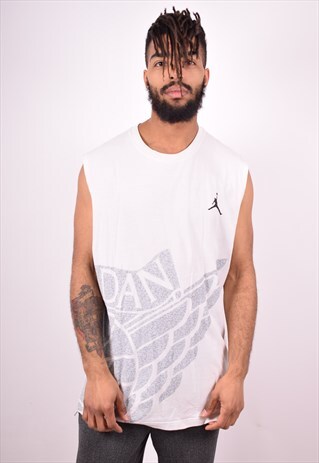 JORDAN MENS VINTAGE VEST TOP XL WHITE 90'S