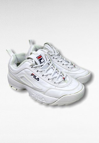 VINTAGE FILA DISRUPTER WHITE TRAINERS UK 3.5