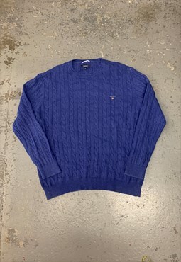 GANT Cable Knit Jumper Blue Patterned Sweater 