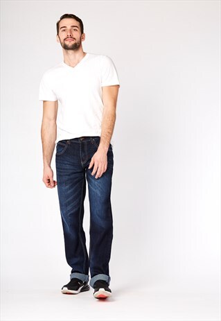 DARK BLUE RIGID STRAIGHT LEG JEANS