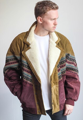 VINTAGE OVERSIZED AZTEC FESTIVAL SHERPA JACKET