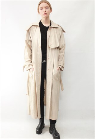 VINTAGE 80' BEAUTIFUL CLASSIC CUTE BEIGE LIGHT TRENCH