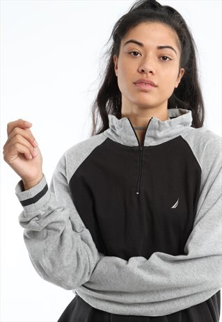 90S NAUTICA EMBROIDERED LOGO 1/4 ZIP SWEATSHIRT