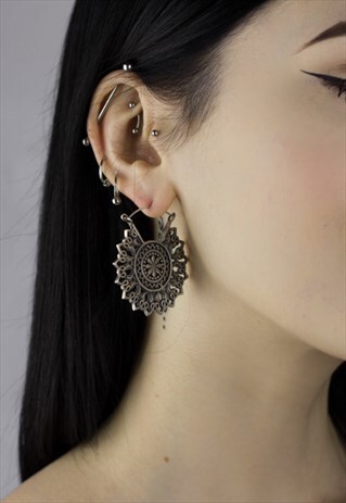 SACRED MANDALA EARRINGS- SILVER