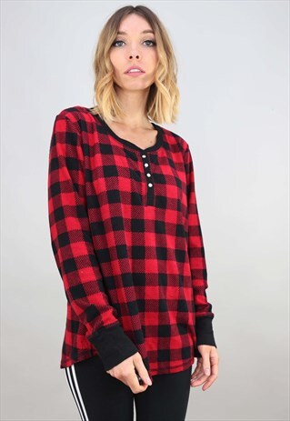 RETRO OVERSIZED NAUTICA CHECK FLEECE TOP