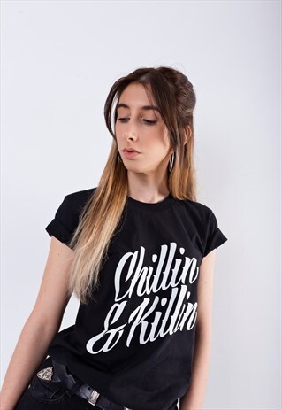 BLACK SCRIPT GRAPHIC PRINT T-SHIRT