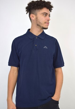 VINTAGE 90S KAPPA NAVY LOGO POLO TEE