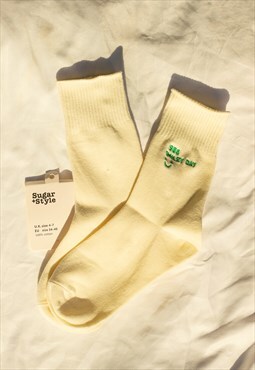 Green Smiley Date Socks