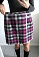 Color Block Checkered Mini Flared Preppy Skirt Large XL