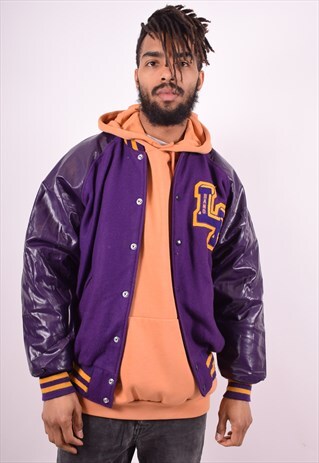 MENS VINTAGE VARSITY JACKET LARGE PURPLE 90'S