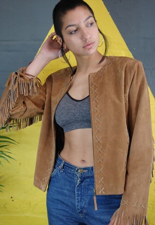 90S SUEDE (REAL) FRINGE JACKET