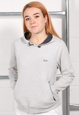 Vintage Hugo Boss Hoodie in Grey Pullover Jumper Medium