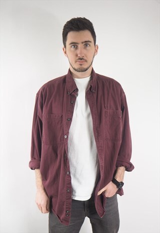 VINTAGE BURGUNDY COTTON SHIRT