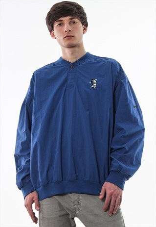VINTAGE NIKE GOLF TIGERWOODS MICKEY MOUSE PULLOVER BLUE
