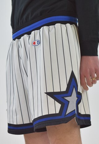 VINTAGE 90S WHITE STRIPED CHAMPION SPORTS SHORTS